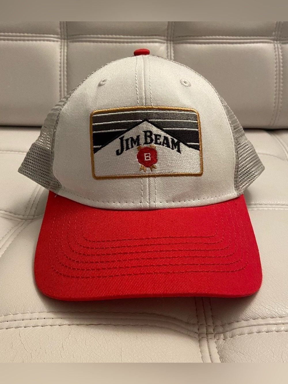 Jim Beam Red & White Trucker Bar Hat